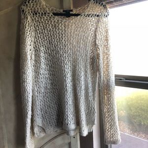 H&M White & Gold Wide Knit Sweater M